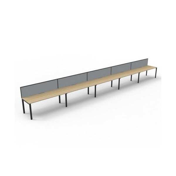 Rapidline Deluxe Infinity Single Sided 5 Person Workstation Profile Leg 1500 x 750mm with Screen Natural Oak / Black Satin