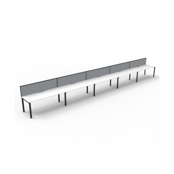 Rapidline Deluxe Infinity Single Sided 5 Person Workstation Profile Leg 1800 x 750mm with Screen Natural White / Black Satin