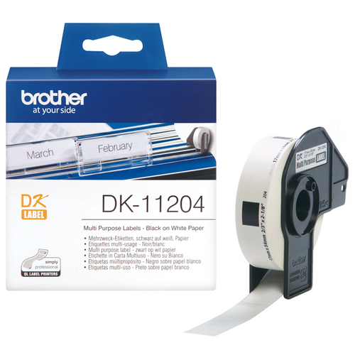 Brother DK-11204 17mm x 54mm Black on White Multi Purpose Label Roll