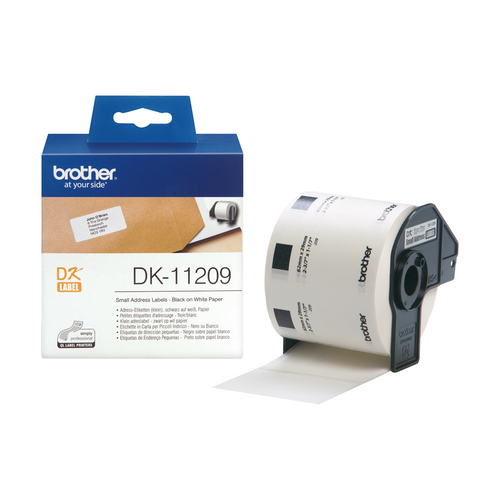 Brother DK-11209 29mm x 62mm Black on White Small Address Label Roll