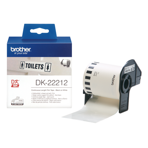 Brother DK-22212 62mm x 15.24m Black on White Continuous Film Label Roll