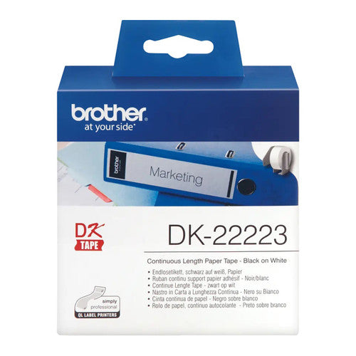 Brother DK-22223 50mm x 30.48m Black on White Continuous Paper Label Roll
