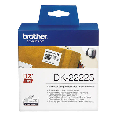 Brother DK-22225 38mm x 30.48m Black on White Continuous Paper Label Roll