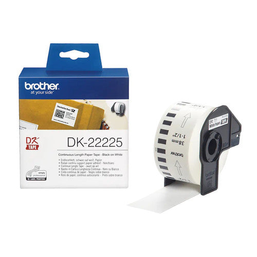 Brother DK-22225 38mm x 30.48m Black on White Continuous Paper Label Roll