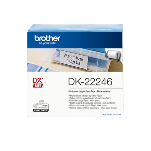 Brother DK-22246 103mm x 30.48m Black on White Continuous Paper Label Roll