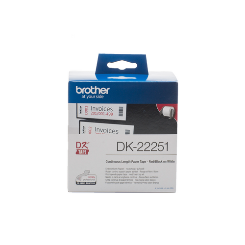 Brother DK-22251 62mm x 15.24m Black and Red Continuous Label Roll