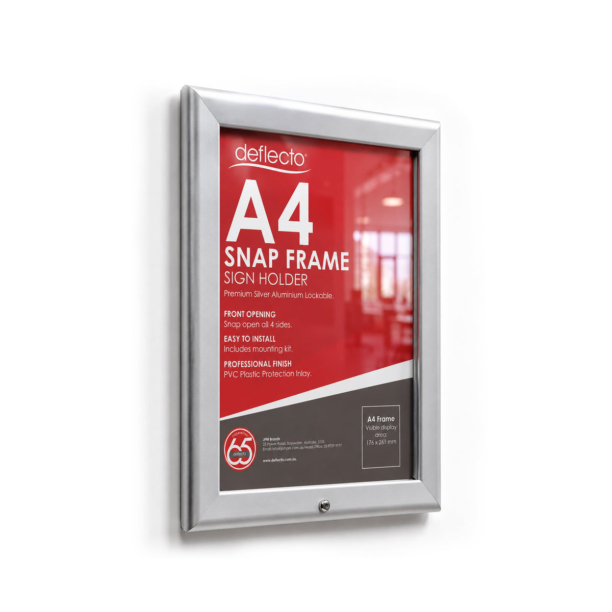 Deflecto A4 Silver Lockable Snap Frame 32mm Profile