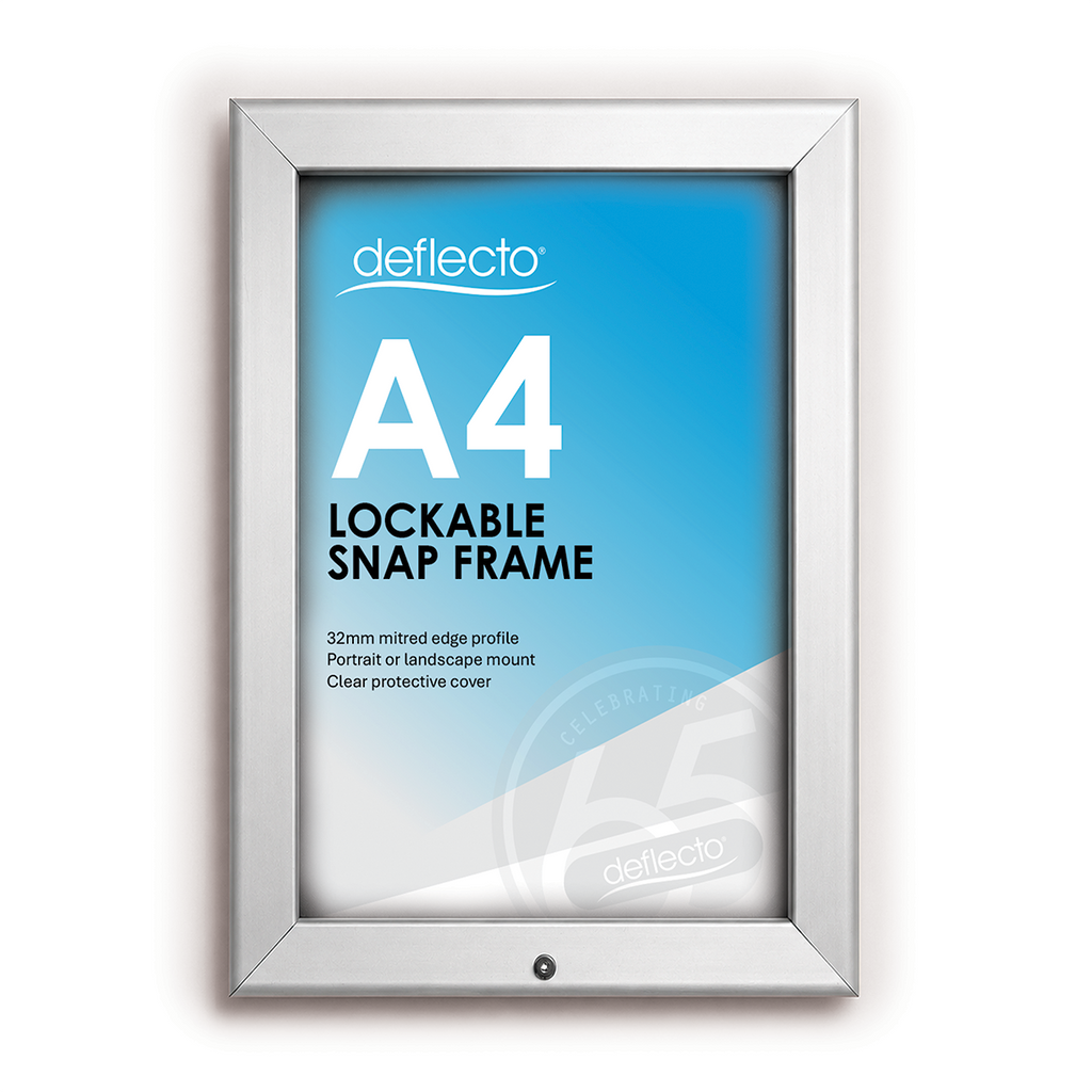 Deflecto A4 Silver Lockable Snap Frame 32mm Profile
