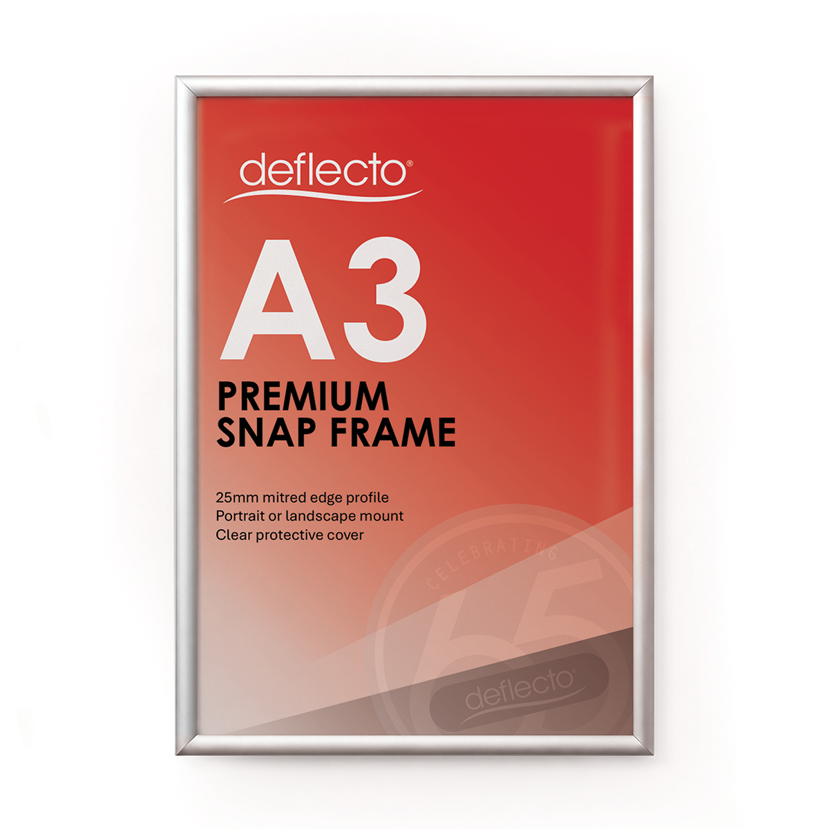 Deflecto A3 Silver Snap Frame 25mm Profile