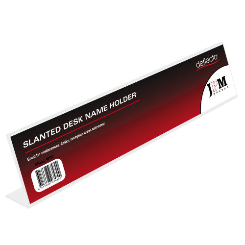 Deflecto Desk Name Holder Slanted Landscape 214 x 48mm Clear
