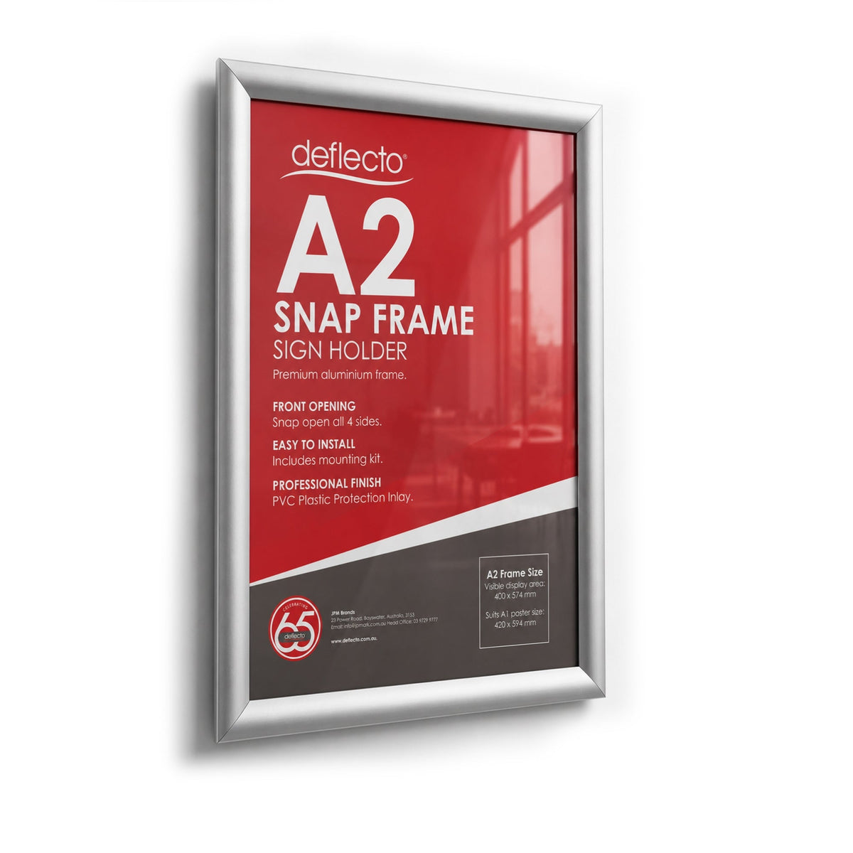 Deflecto A2 Silver Snap Frame 25mm Profile