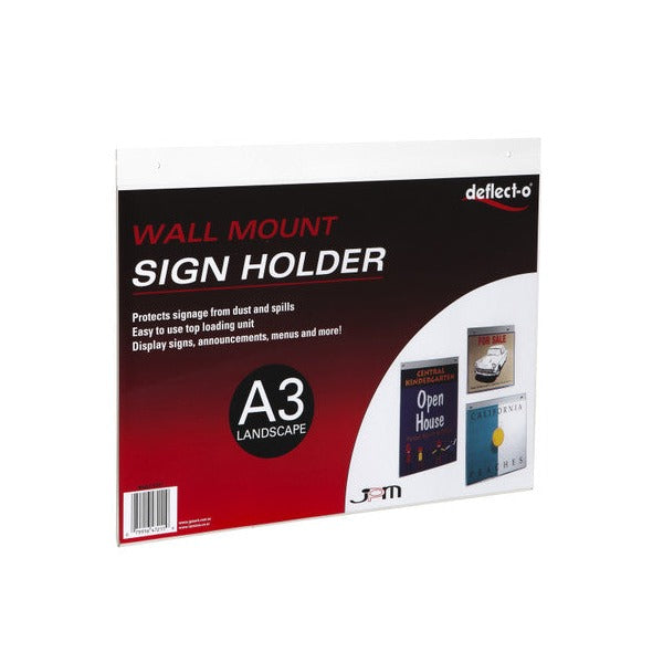 Deflecto Wall Mount Sign Holder A3 Landscape