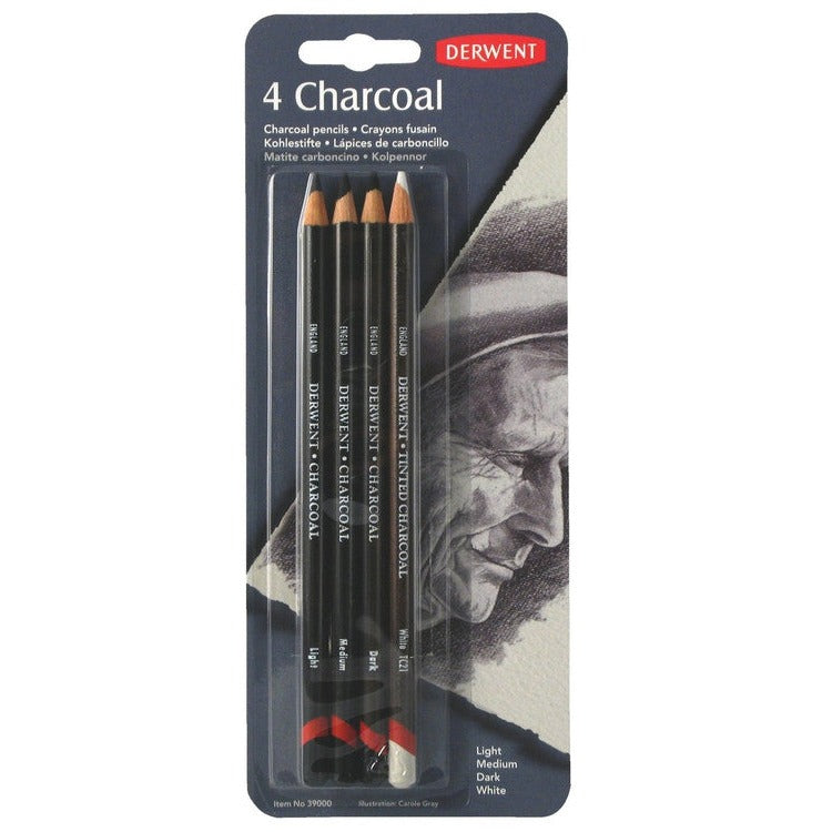 Derwent Academy Charcoal Pencils Pack of 4 Box of 6