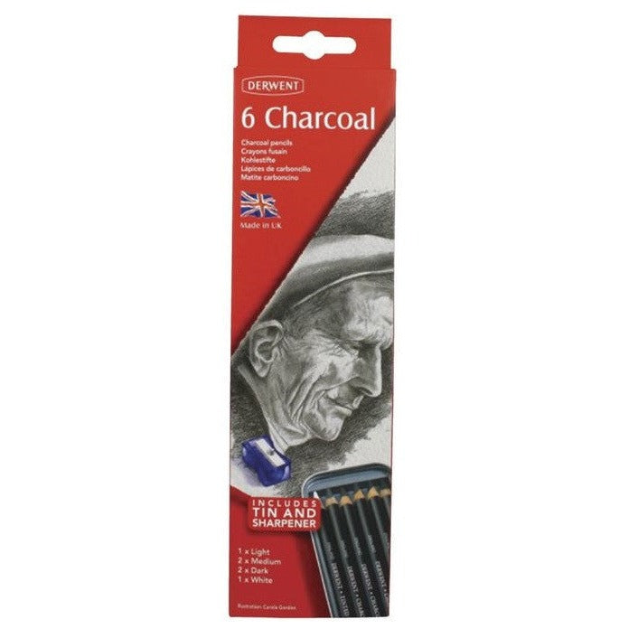 Derwent Academy Charcoal Pencils Tin of 6