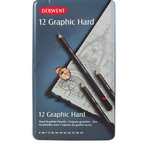 Derwent Graphic Pencils Technical Set Hard Grades B-9H Tin 12