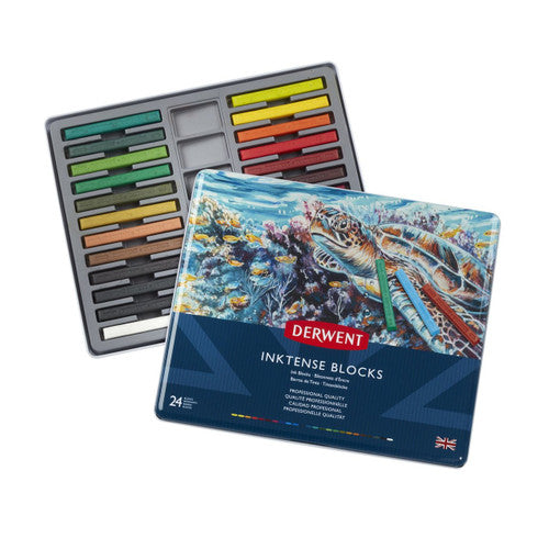 Derwent Inktense Blocks Assorted Tin of 24 Box of 3