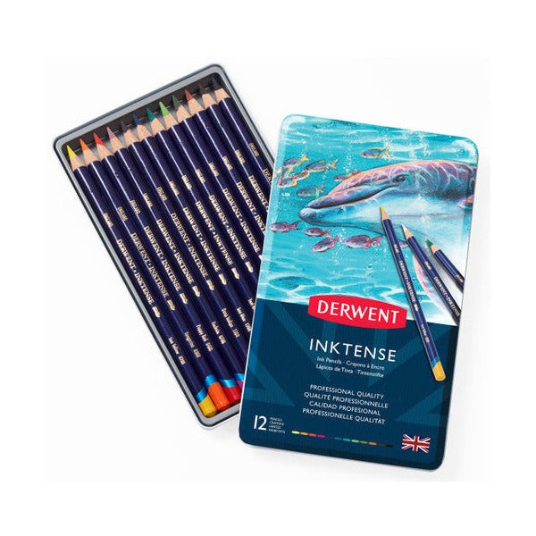 Derwent Inktense Pencils Assorted Tin of 12 Box of 6