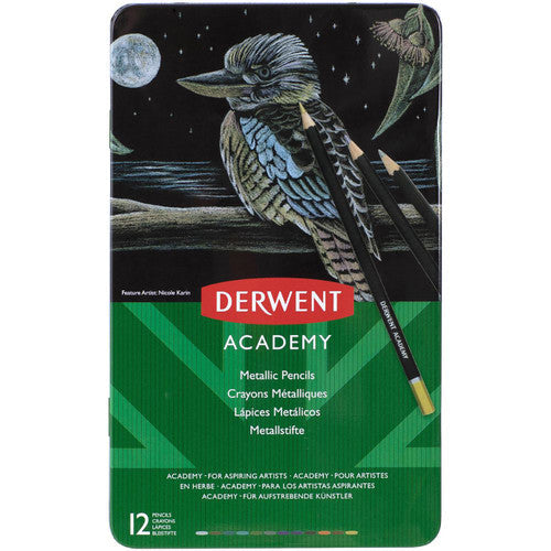 Derwent Academy Metallic Colour Pencils Assorted Tin of 12