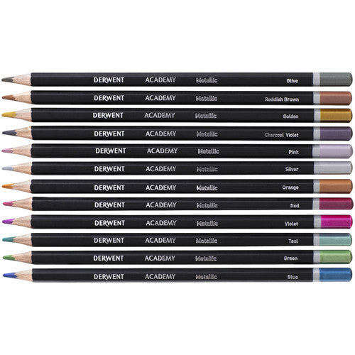 Derwent Academy Metallic Colour Pencils Assorted Tin of 12