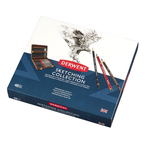 Derwent Academy Sketching Pencils Wooden Box Set of 48