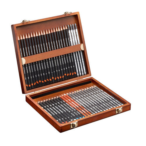 Derwent Academy Sketching Pencils Wooden Box Set of 48
