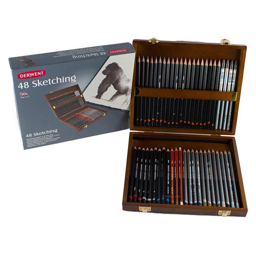 Derwent Academy Sketching Pencils Wooden Box Set of 48