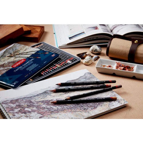 Derwent Tinted Charcoal Pencil Sunset Pink Box of 6