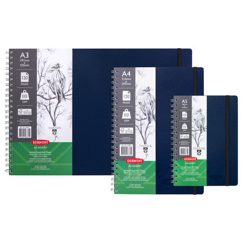 Derwent Academy Visual Art Diary A3 Landscape 120 Page Navy Pack of 10