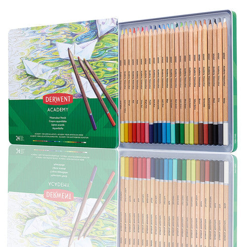 Derwent Academy Watercolour Pencils Assorted Tin 24