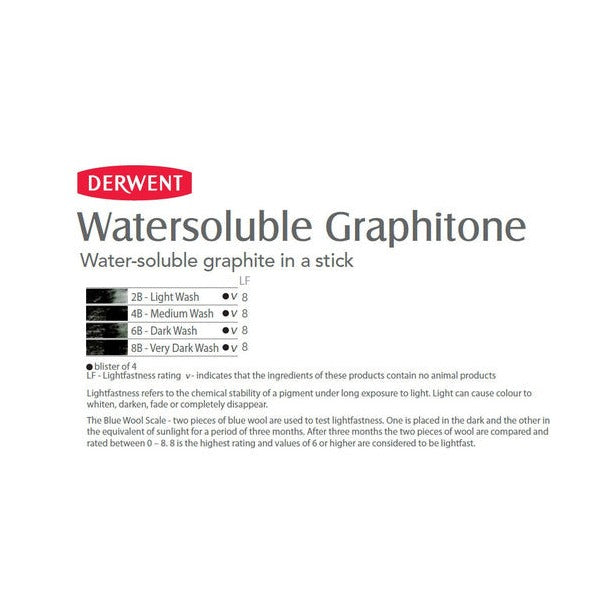 Derwent Watersoluble Graphitone Pencil 4B Stick Box of 12