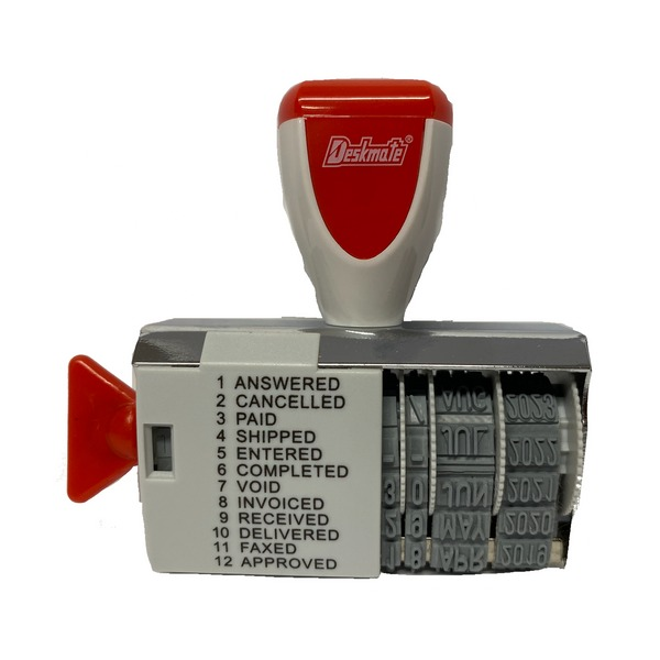 Deskmate Dial-A-Phrase Rubber Dater Stamp with 12 Phrases