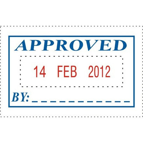 Deskmate Self-Inking Stamp Approved and Date Blue Red