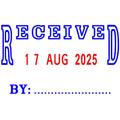 Deskmate Self-Inking Stamp Received and Date Blue Red