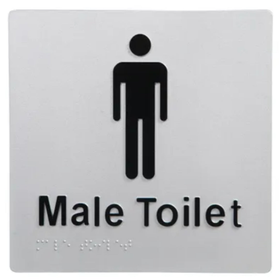 Dolphy Male Toilet Braille and Tactile Sign Silver 180mm