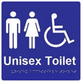 Dolphy Unisex Accessible Toilet Braille and Tactile Sign Blue 180mm