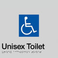 Dolphy Unisex Disabled Toilet Braille and Tactile Sign Silver 180mm