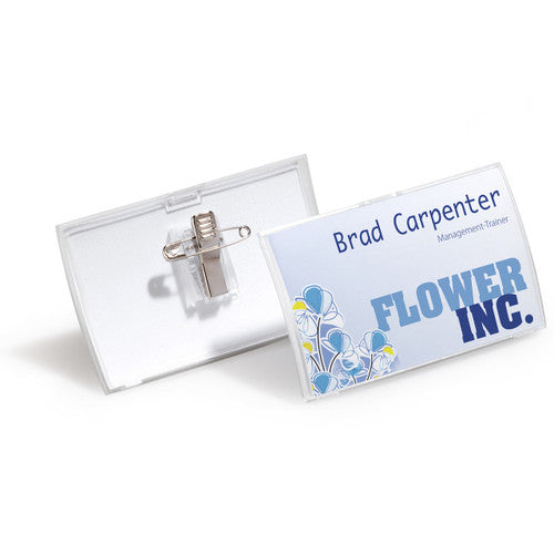 Durable Click Fold Name Badge Combi Clip Clear Box 25