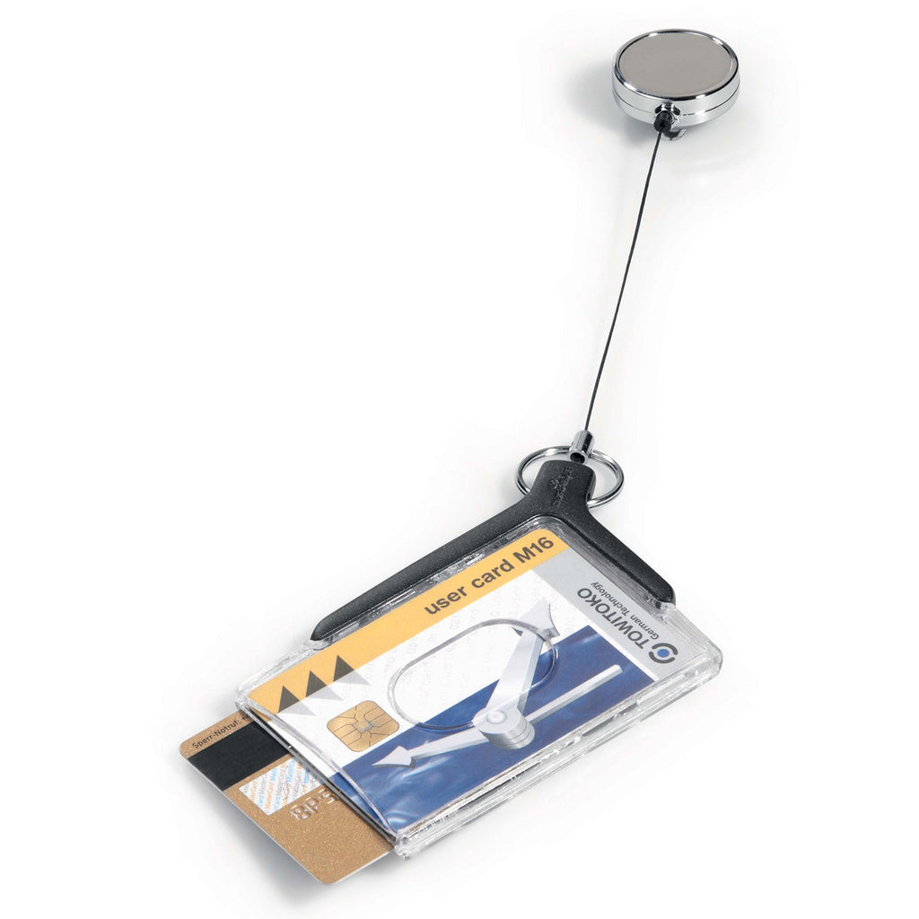Durable Deluxe Pro Duo Card Holder with Reel Charcoal Pack 1