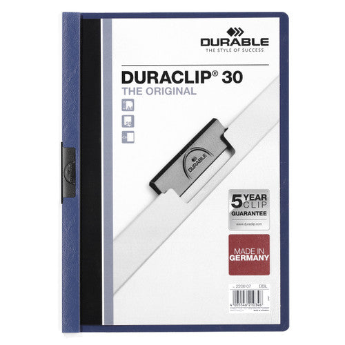 Durable Duraclip 30 Document File A4 30 Sheet Capacity Dark Blue Each