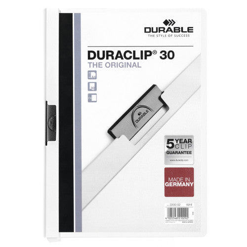 Durable Duraclip 30 Document File A4 30 Sheet Capacity White Each