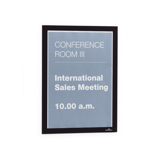Durable Duraframe A4 Sign Holder with Adhesive Back Black