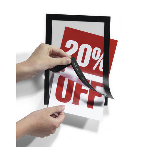 Durable Duraframe A5 Sign Holder Adhesive Back Black Pack 2