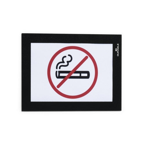 Durable Duraframe A6 Sign Holder Adhesive Back Black Pack 2