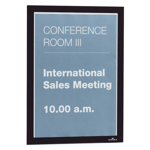Durable Duraframe Self-Adhesive Sign Holder A4 Black