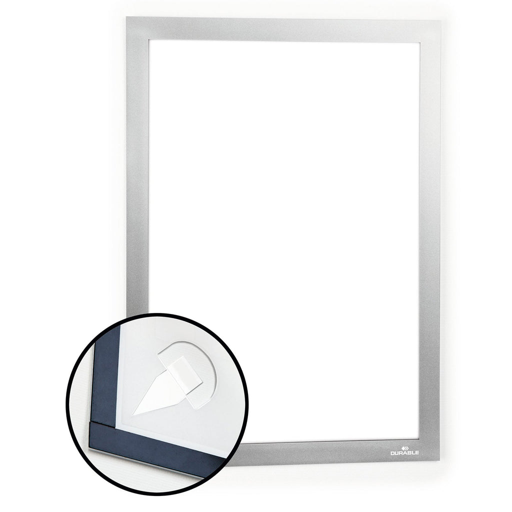 Durable Duraframe Wallpaper A4 with Adhesive Strips Silver Pack 1