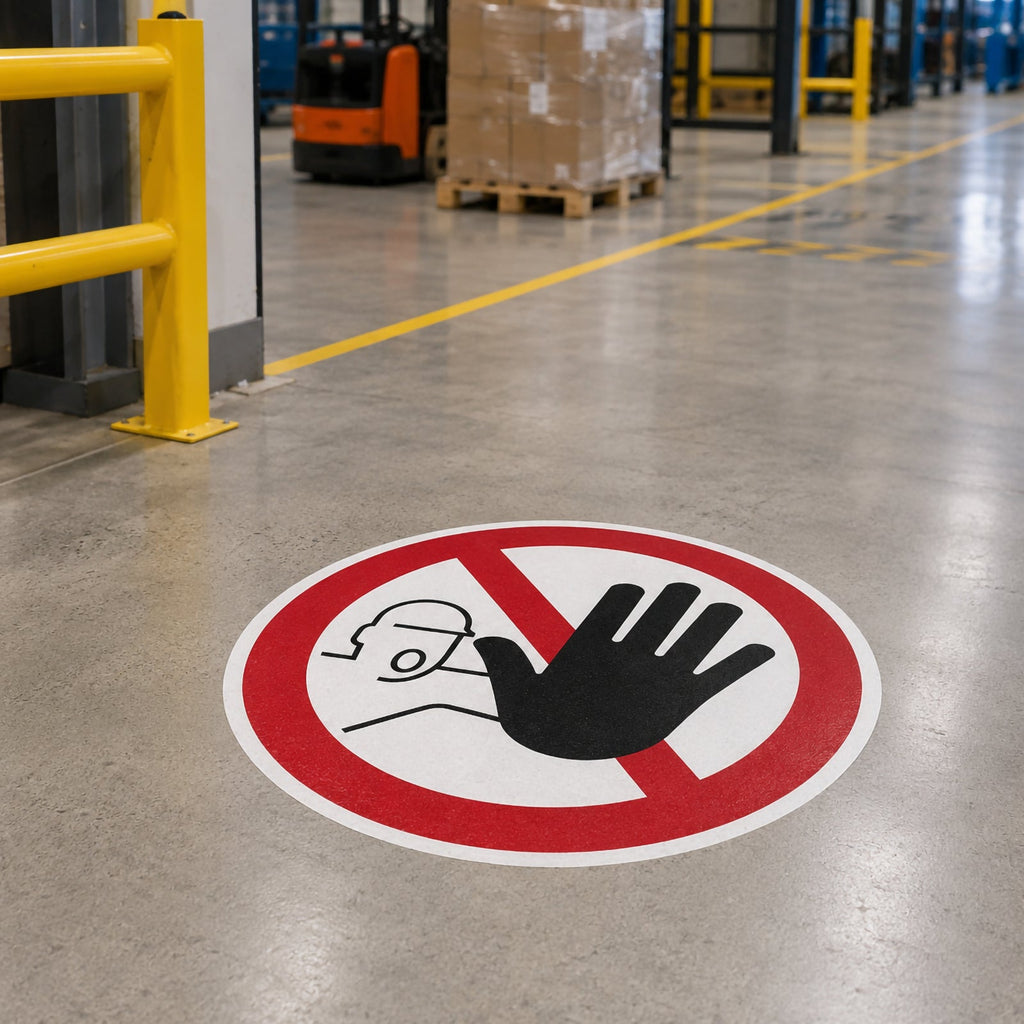 Durable Floor Marking Sign Permanent Entry Prohibited 430mm Red