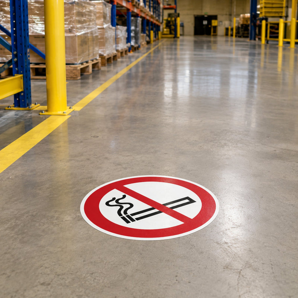 Durable Floor Marking Sign Smoking Prohibited 430mm Red