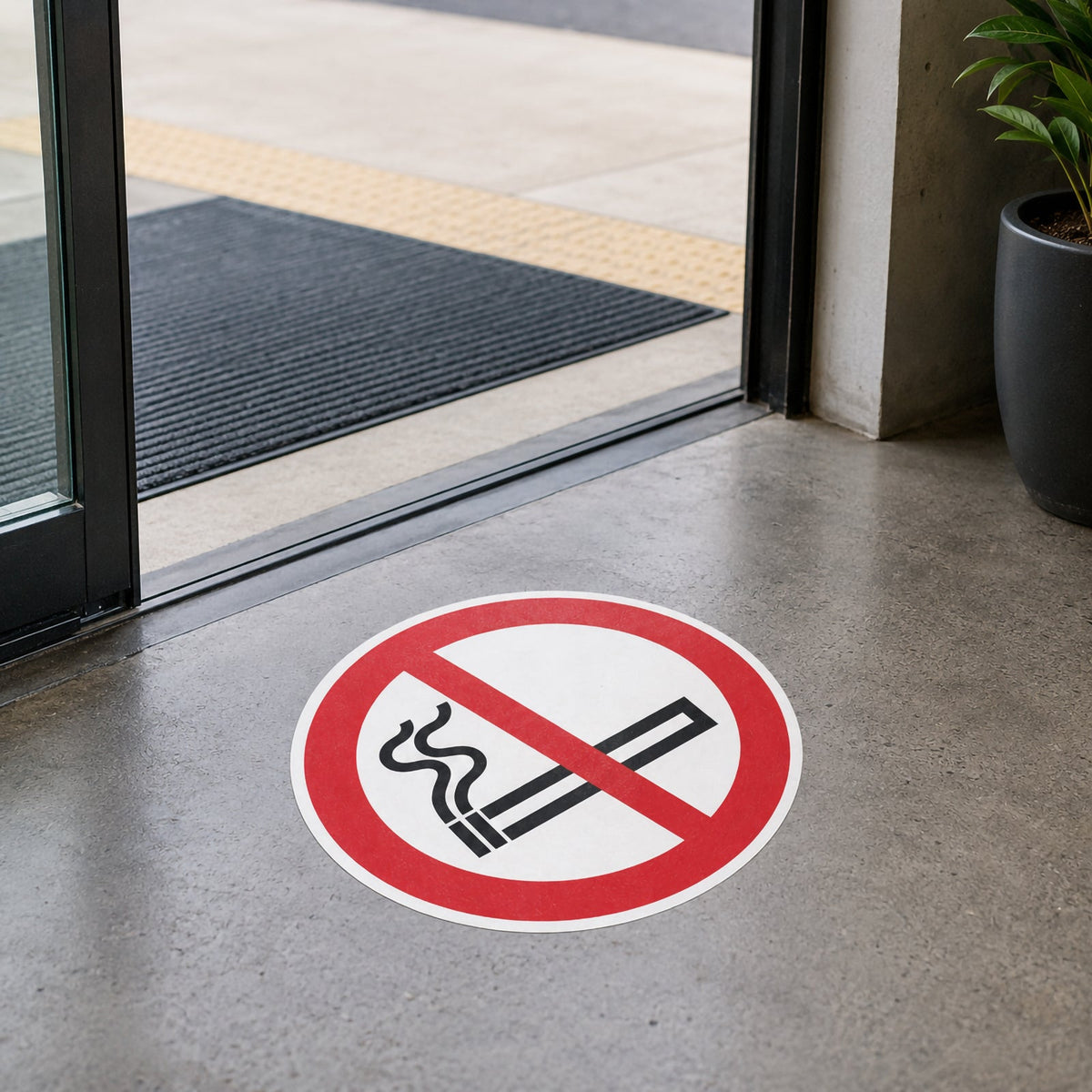 Durable Floor Marking Sign Smoking Prohibited 430mm Red
