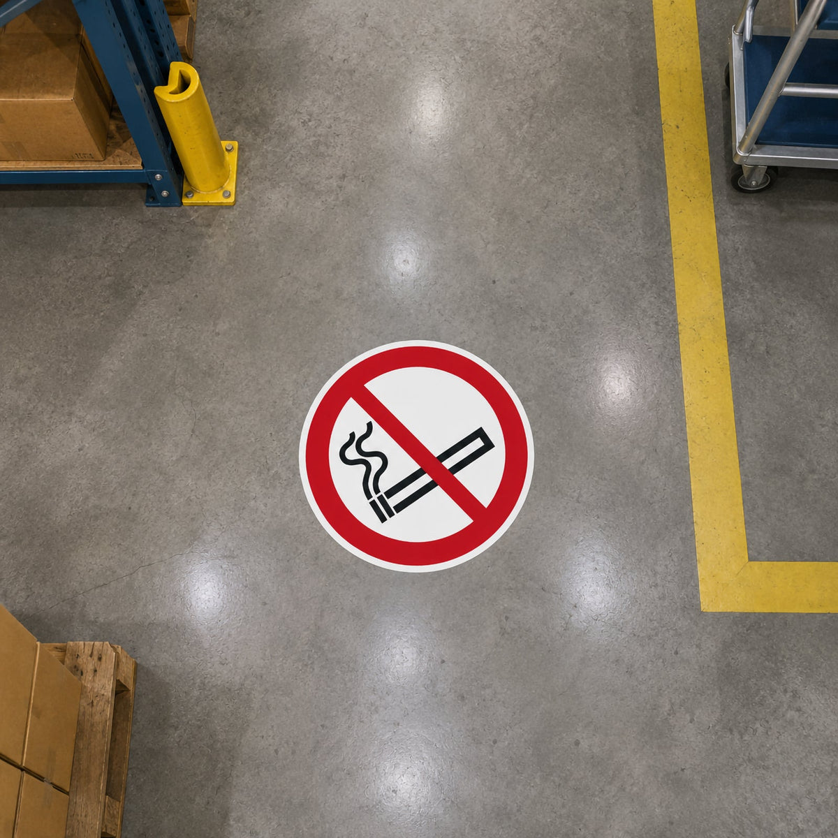 Durable Floor Marking Sign Smoking Prohibited 430mm Red