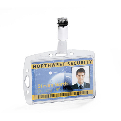 Durable ID Security Pass Holder Acrylic with Rotating Clip Clear Box 10